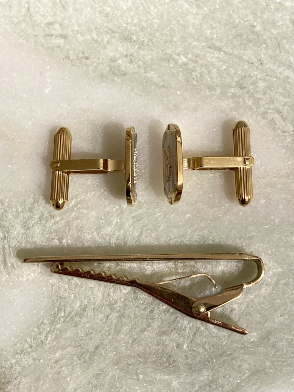 Burberry 925 Silver Cuff Links + Tie Clip Set Vintage - Picture 4 of 8